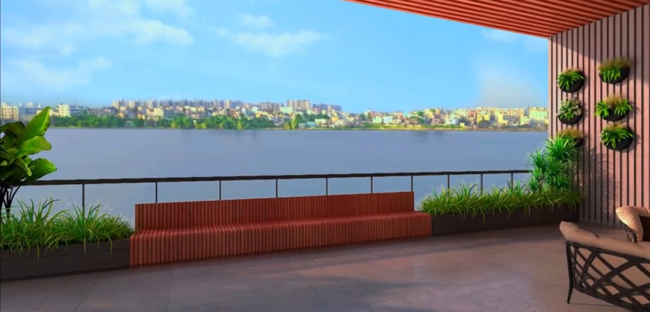 Premium lakeside lifestyle view at L&T Thanisandra Bangalore